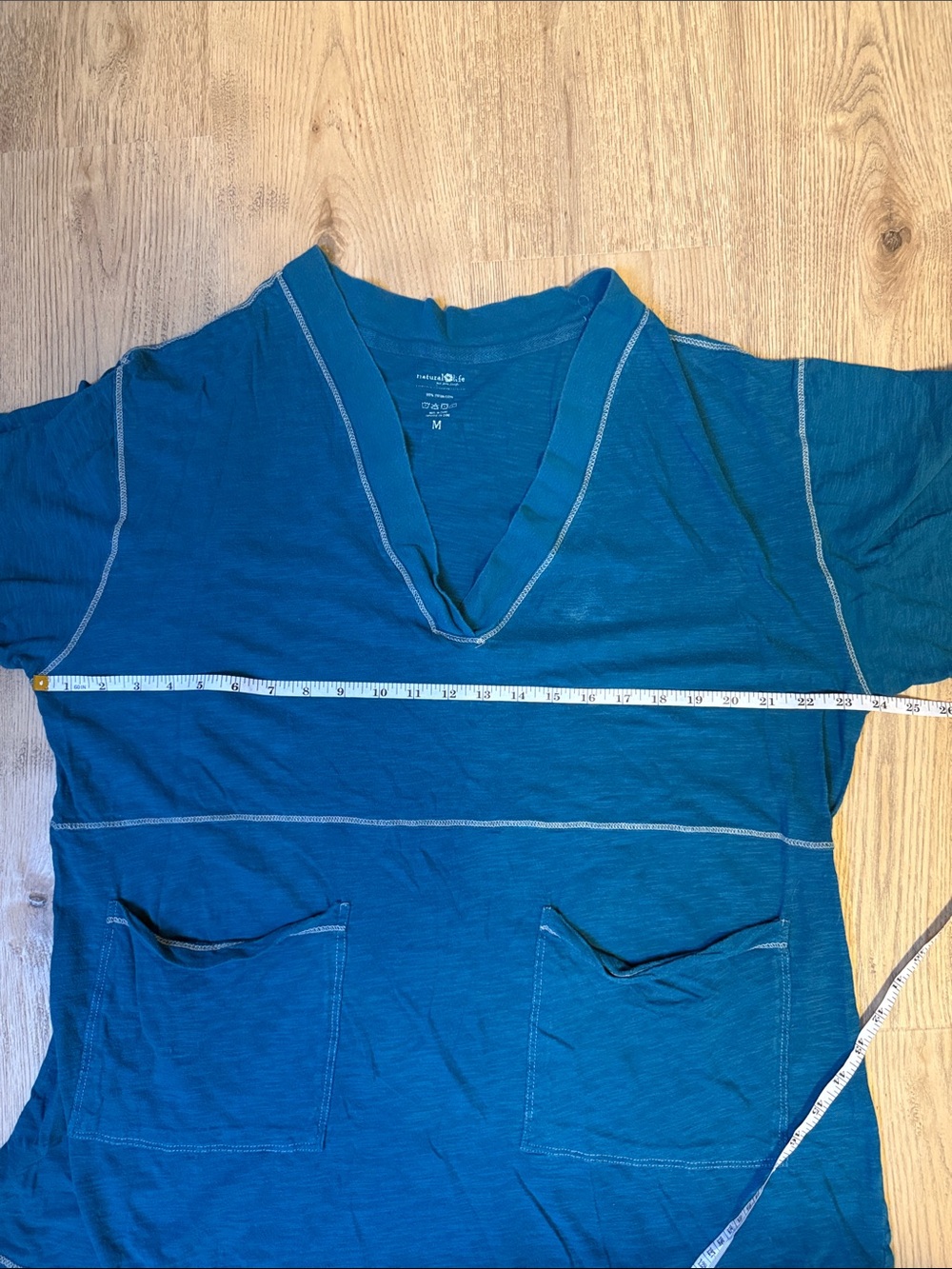 NATURAL LIFE ๐ BLUE ๐Cotton V Neck Tunic or Nightie with Patch Pockets - Picture 10 of 11
